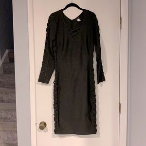 Venus bodycon black lace detail dress